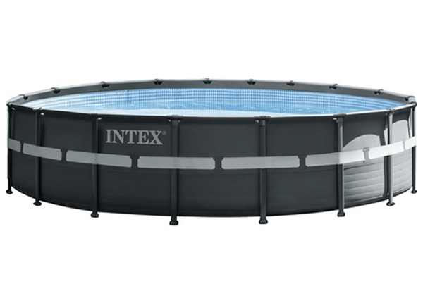 Aufstellpool Framepool-Set Intex Ultra Rondo XTR rund Ø 549x132 cm inkl. Sandfilteranlage, Leiter & Verrohrung grau