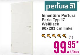 Innentüre Pertura Perla Typ 17 Weißlack 90x203 cm links