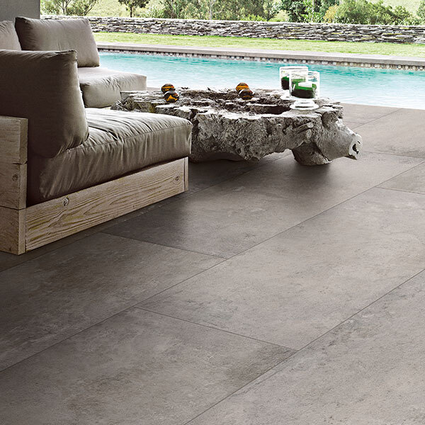 FLAIRSTONE Feinsteinzeug Terrassenplatte Loft Grey rektifizierte Kante 120 x 60 x 2 cm