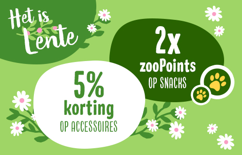 Profiteer van 2x zooPoints op snacks en 5% korting op accessoires!