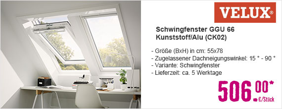 Schwingfenster VELUX GGU 66 Kunststoff/Alu 55 x 78 cm (CK02)