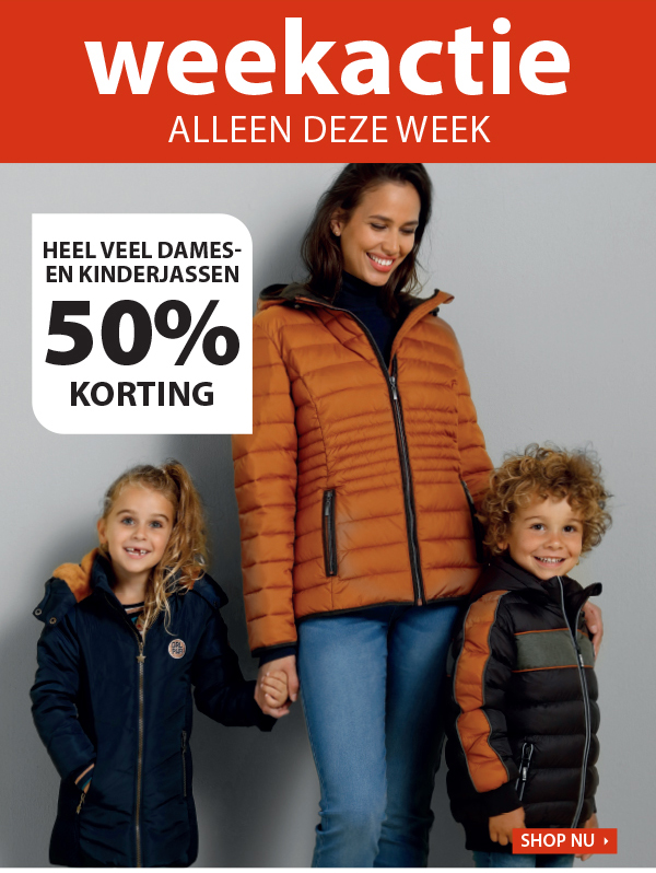 Heel veel dames en kinderjassen 50% korting