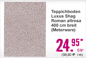 Teppichboden Luxus Shag Roman altrosa 400 cm breit (Meterware)