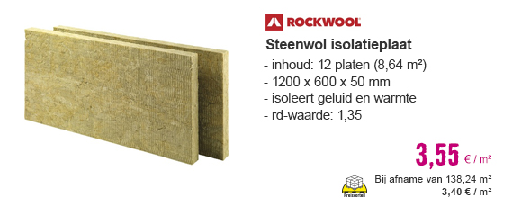 ROCKWOOL Steenwol RockSono Base bouwplaat Rd 1,35 1200x600x50 mm