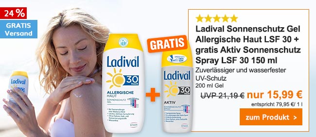 zu Ladival Sonnenschutz Gel Allergische Haut LSF 30 + gratis Aktiv Sonnenschutz Spray LSF 30 150 ml