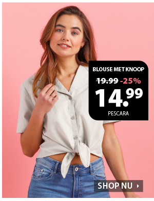 Bekijk en shop deze superleuke blouse met knoop met 25% korting voor maar 14,99