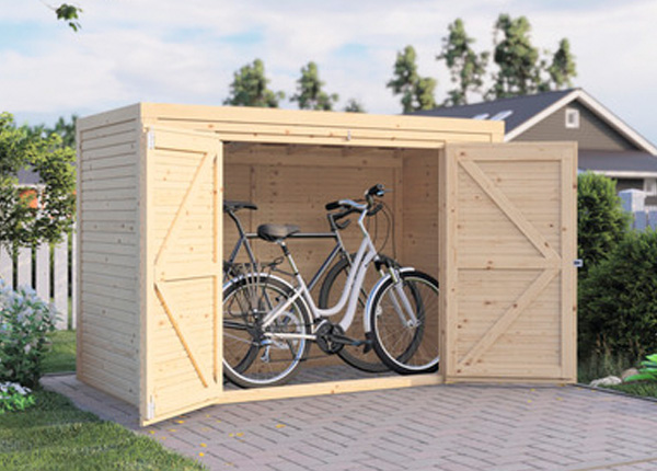 Fahrradgarage, Gartenschrank Bertilo Fineline Rhombusprofil 207 x 103 x 143 cm natur