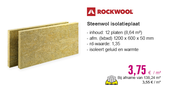 ROCKWOOL Steenwol RockSono Base bouwplaat Rd 1,35 1200x600x50 mm | HORNBACH
