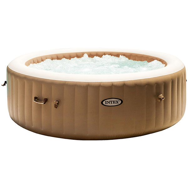 Aufblasbarer Whirlpool Intex Pure Spa 77 128426 Bubble Massage beige Ø 196 x 71 cm integriertes Kalkschutzsystem 120 Luftdüsen inkl. Thermoabdeckung