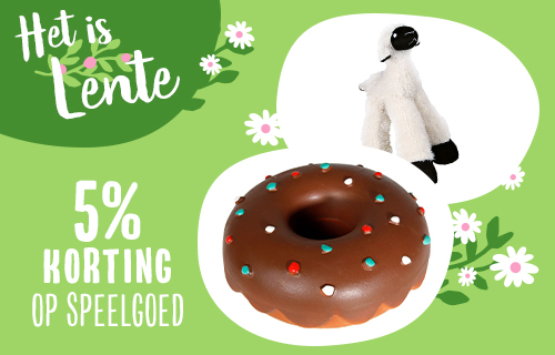 Shop hondenspeelgoed met 5% korting!