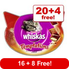 24 x 60g Whiskas Temptations - 20 + 4 Free!*