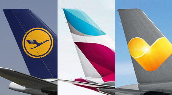 Leitwerke von Lufhansa, eurowing und Condor