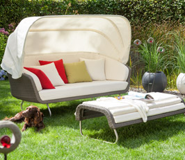 Dehner Markenqualität Sun-Lounger Aruba mit Hocker
