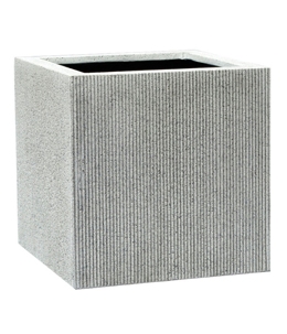 Dehner Polystone-Topf in Riffeloptik, quadratisch