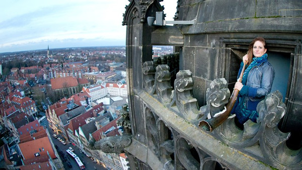 Martje Saljé, die Türmerin der Lambertikirche in Münster © Friso Gentsch/dpa