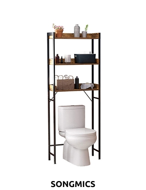 SONGMICS WC-Möbel «Indus», B 63 x H 165 x T 25 cm, braun/schwarz