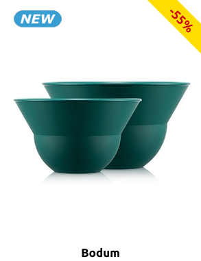 Bodum Salatschüsseln «Topee», 2-teiliges Set mit Salatbesteck, grün