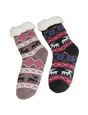 Socken, 2er-Pack, mit Wintermotiven, grau/blau