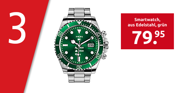 Smartwatch «Steel Smart Watch», aus Edelstahl, grün