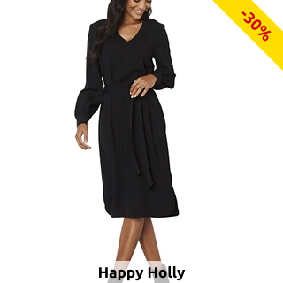 Kleid mit V-Ausschnitt, schwarz