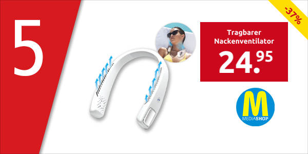 Tragbarer Nackenventilator «Cool 2 Go», Länge verstellbar 15 - 42 cm