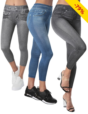 Leggings, 3er-Pack, denim + grau +schwarz