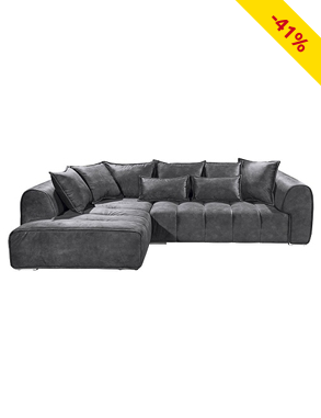 Ecksofa XXL «Italy», L 320 x T 197 cm, mit Kissen, Samt, grau
