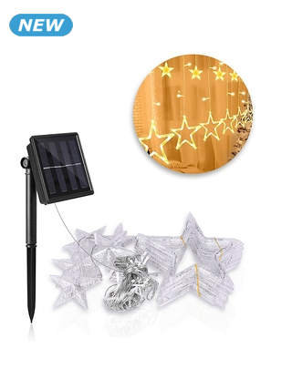 Solar-Lichtvorhang «Starry», 138 LEDs, L 2,5 x H 0,9 m, warmweiss
