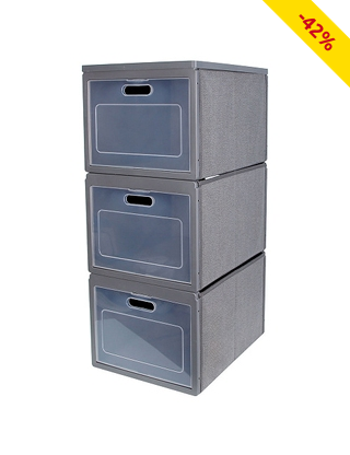 3-teilige Aufbewahrungsbox «Cabibox», grau