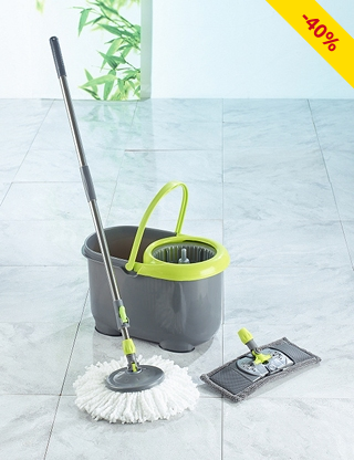 Mopp-Set «Roundflat» mit doppeltem Schleudersystem