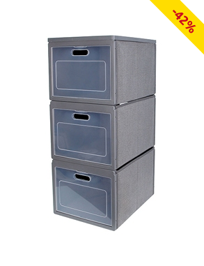 3-teilige Aufbewahrungsbox «Cabibox», grau