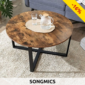 SONGMICS Couchtisch «Mia», Ø 88 x H 47 cm, braun/schwarz