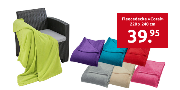 Fleecedecke «Coral», ultragross, 220 x 240 cm, anis