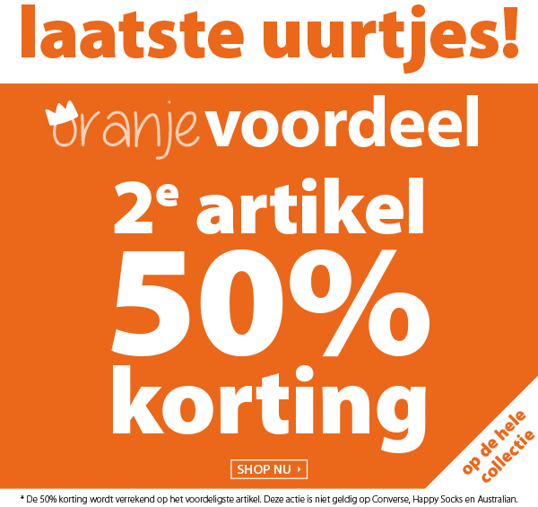 Oranje voordeel! 2e artikel 50% korting