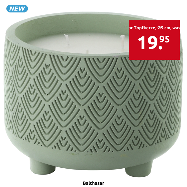 Balthasar Topfkerze, Ø5 cm, wassergrün