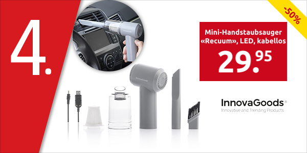 InnovaGoods Mini-Handstaubsauger «Recuum», LED, kabellos