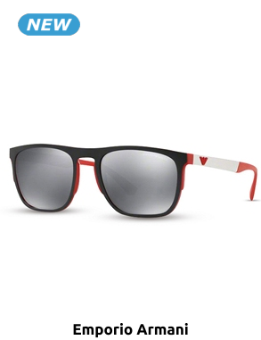 EMPORIO ARMANI Sonnenbrille, für Herren, rot und weiss mit grauen Gläsern