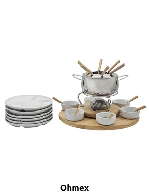 Ohmex Set Fondue «FND 2229», 29-teilig, Drehsockel aus Bambus