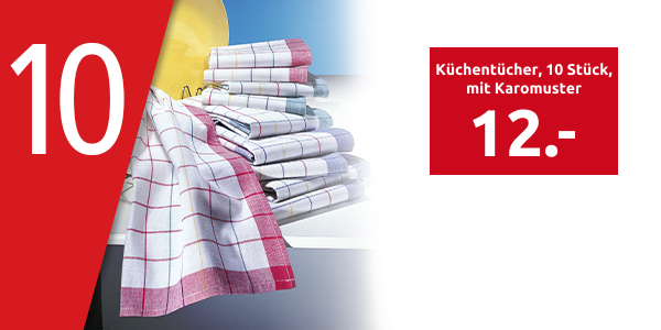 Küchentücher, 10 Stück, mit Karomuster und aus reiner Baumwolle