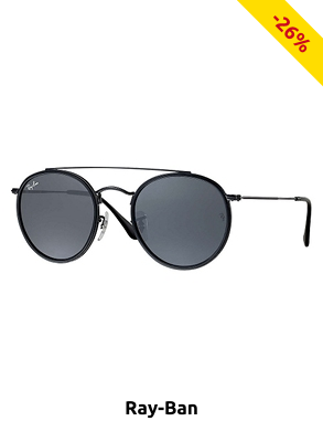 Ray-Ban Sonnenbrille «Round Double Bridge», schwarz