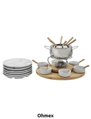 Ohmex Set Fondue «FND 2229», 29-teilig, Drehsockel aus Bambus