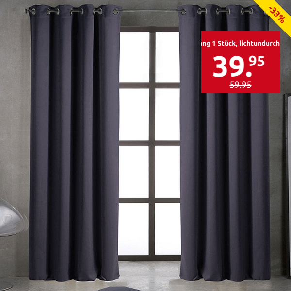 Vorhang 1 Stück, lichtundurchlässig, anthrazit