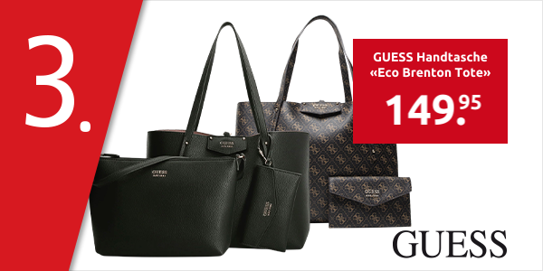 GUESS Handtasche «Eco Brenton Tote» mit Logo, schwarz