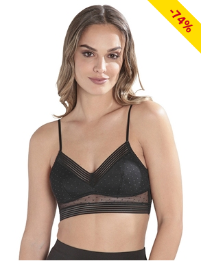 BH aus gepunkteter Spitze mit elastischen Streifen, schwarz