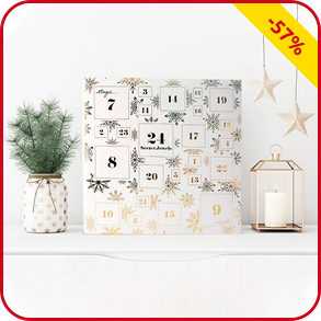 Adventskalender mit Schmuck, weiss/goldfarben