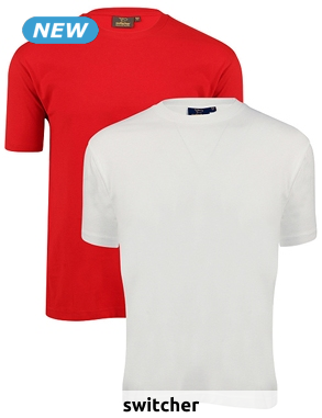 switcher T-Shirts «Bob», 2er-Pack, weiss/rot