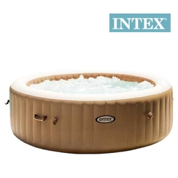 Aufblasbarer Whirlpool Intex Pure Spa 77 128426 Bubble Massage integriertes Kalkschutzsystem 120 Luftdüsen inkl. Thermoabdeckung beige