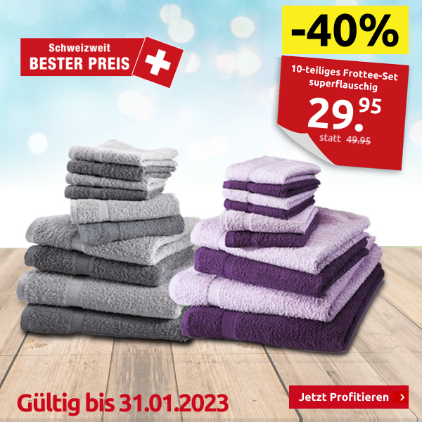 10-teiliges Frottee-Set, superflauschig, violett/lila
