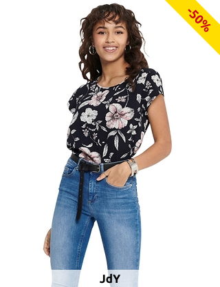 JACQUELINE de YONG Top, blau bedruckt