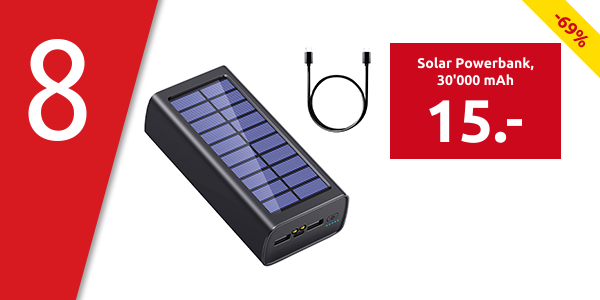 Solar Powerbank, 30'000 mAh, 10,5W